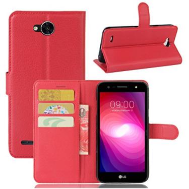 Imagem de Capa para LG X Power2, capa carteira flip de couro PU premium com compartimento para cartão, suporte e fecho magnético [capa interna à prova de choque de TPU] Compatível com LG X Power2
