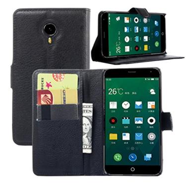 Imagem de Capa carteira MEIZU MX4, capa carteira flip de couro PU premium com compartimento para cartão, suporte e fecho magnético [capa interna à prova de choque de TPU] Compatível com MEIZU MX4