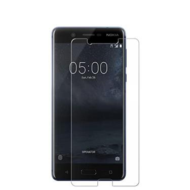 Imagem de INSOLKIDON Pacote com 2 unidades, compatível com Nokia 5, película de vidro temperado, capa completa, ultra transparente, protetor de tela premium 3D (transparente)