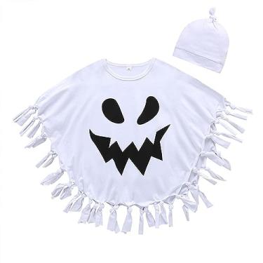 Imagem de Camiseta atlética com 5 longos bebês meninos meninas Halloween capa + chapéu borla 3D, Branco, 5-6 Years