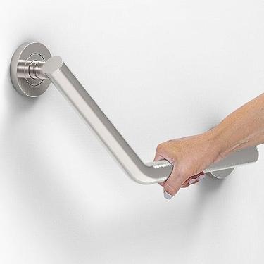 Imagem de AquaChase Barra angular de segurança para banho, compatível com ADA de 3,5 cm, 226 kg, suporte de peso, corrimão, suporte de peso, alça de chuveiro para banheiro e vaso sanitário (40,64 cm, níquel escovado)