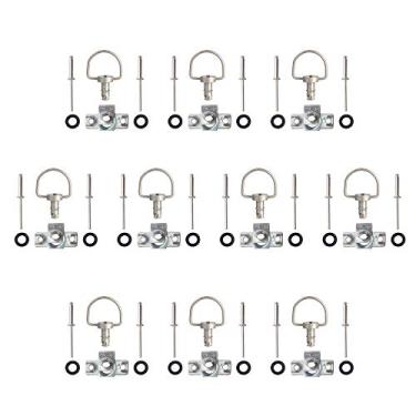 Imagem de MOTO4U Fixadores de corrida de motocicleta liberação rápida D-Ring 1/4 Turn Race Carenagem Fixadores Rebite Tipo B 14 mm (pacote com 10) Prata fosca