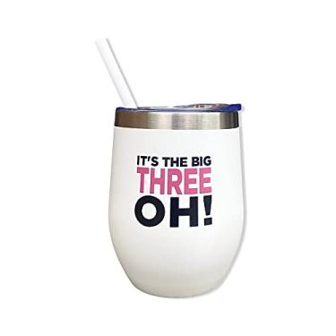 Imagem de Glassy Girls Copo It's the Big THREE OH!, de 30 anos, caneca de viagem do trigésimo aniversário, completando 30 anos, lembrancinhas de festa de 30 anos, copo branco de 340 g