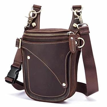 Imagem de Pochete de couro para motocicleta, para homens e mulheres, bolsa tática, ciclismo, caminhadas, acampamento, montanhismo, escalada