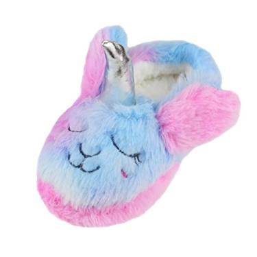 Imagem de Tirzrro Pantufas quentes de unicórnio para meninas/crianças com lã felpuda, Azul e rosa, 3-4 Big Kid