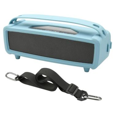 Imagem de TXEsign Capa de silicone para alto-falante portátil Bose SoundLink Mini/Mini II, bolsa protetora para transporte de viagem com alça de ombro, plugue antipoeira para Bose SoundLink Mini II (azul