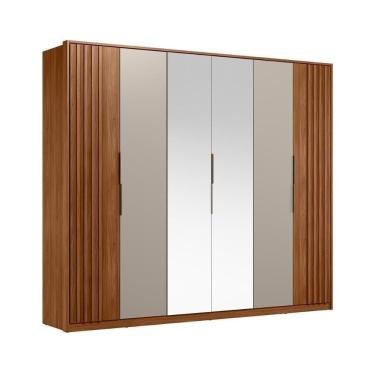 Imagem de Guarda-roupas Casal Com Espelhos E 6 Portas Multimóveis Cr35231 Nogueira nude