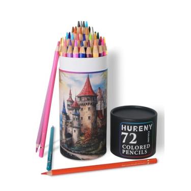 Imagem de Hureny Lápis de cor para livros de colorir para adultos, conjunto de 72, lápis de desenho à base de óleo, grafite macio de 3,8 mm com lápis de colorir para adultos, materiais de arte profissional para