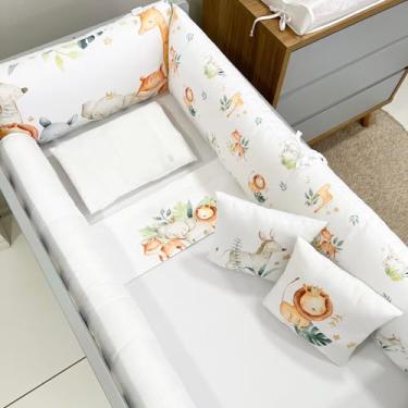 Imagem de Kit Enxoval de Berço 8 peças Micropercal Poliéster 200 Fios Infanto Safari