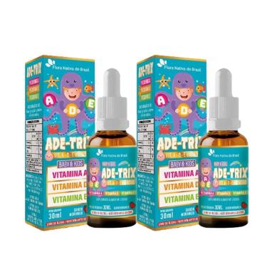 Imagem de 2x ADE-TRIX Kids Vitaminas A, D, E 30ml - Sabor Morango - Flora nativa do brasil-Unissex
