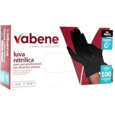 Imagem de Luva Nitrílica, sem Pó, Preta, Tamanho: G, Vabene