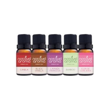 Imagem de Kits Essências Para Difusor Aromatizador Umidificador De Ambiente Concentrada Base de Óleo (10ml, CANELA, BLACK VANILLA, LAVANDA FRANCESA, BAMBOO, FLOR DE CEREJEIRA)
