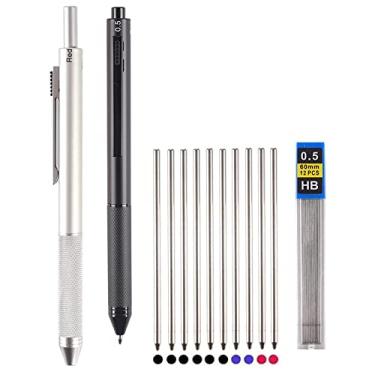 Imagem de Ipienlee Canetas multifuncionais 4 em 1, canetas multicoloridas, 0,7 mm, 3 cores, lapiseira de 0,5 mm, contém 2 canetas e 10 refis de caneta esferográfica e 1 pacote de refil de lápis