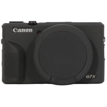 Imagem de AEXUTDA Capa para câmera digital Canon Powershot G7X Mark III, capa de silicone para câmera G7X Mark iii, antiarranhões, ajuste fino, macio, acessórios G7X Mark 3 com capa de lente destacável - preta