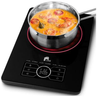 Imagem de Cooktop Elétrico Portátil com 1 Queimador, Painel Digital, Desligamento Automático e Temperatura Ajustável, 110V 1500W, EconoHome, Preto 