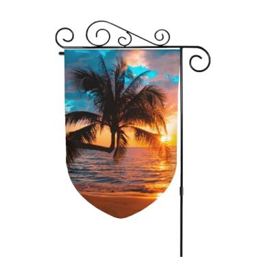 Imagem de Uanvaha Bandeira de praia havaiana jardim oceano vertical dupla face 31,8 cm x 45,7 cm verão tropical palmeira ondas do mar areia sol beira-mar prancha quintal bandeiras poliéster estação bem-vindo