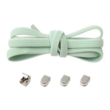 Imagem de No Tie Shoelaces Metal Buckles Elastic For Sneakers One Size Fits All Adult Kids Laces Lazy Sport Rubber Shoestrings(Light green)