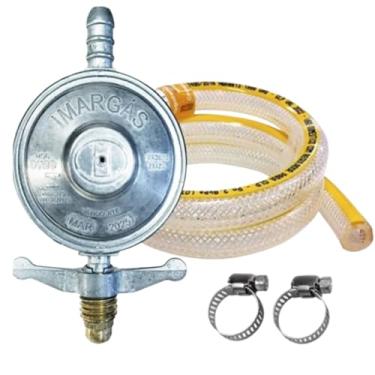Imagem de Registro De Gás Cozinha Regulador Botijão Com Mangueira Kit Instalação Glp Completo