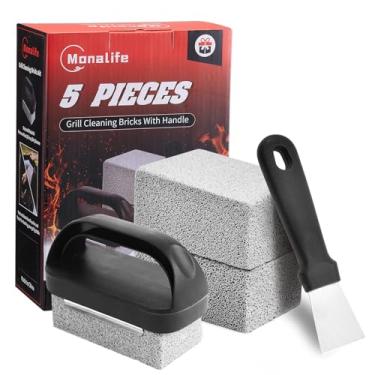 Imagem de Limpador de grelha com alça, kit de limpeza de grelha para acessórios Blackstone, escova de tijolos de limpeza de pedra de grelha, raspador de chapa de pedra-pomes, pedra de limpeza de chapa de topo