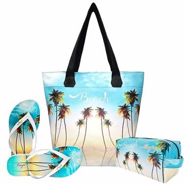 Imagem de Kit Praia Feminino Céu Azul com Bolsa, Necessaire e Chinelo, Magicc (35/36)