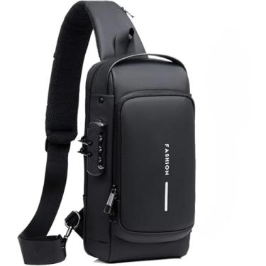 Imagem de Mochila Masculina Com Cadeado À Prova D'água Anti-roubo Bolsa Com Porta De Carregamento USB Bolsa De Ombro Mochila Transversal