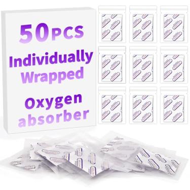 Imagem de Midukit Embalados Individualmente - Absorvedores de Oxigênio para Armazenamento de Alimentos 500Cc, 50 Pacotes, Pacotes de Qualidade Alimentar para Armazenamento de Alimentos A Longo Prazo, Potes de V