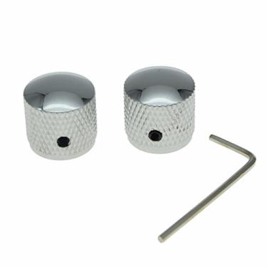 Imagem de Dopro Conjunto de 2 puxadores de guitarra de 20 mm para baixo com conjunto de parafusos para Tele Telecaster P Bass Precision Bass Chrome