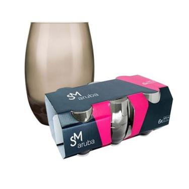 Imagem de Jogo Conjunto 6 Copos Vidro Aruba Fume Cinza 465ml Nadir - Nadir Figue