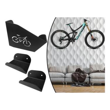 Imagem de Suporte Bicicleta Mtb e SPEED Em Ferro Parede Proteção Preto - FAST BI