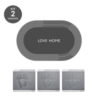 Imagem de Kit 2 Tapete Piso Pedra Diatomácea Super Absorvente Antiderrapante Bor