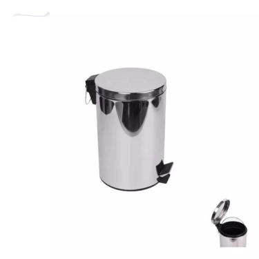 Imagem de Lixeira Aço Inox Pedal 3l Cesto Removível Cozinha Banheiro Redonda Esc