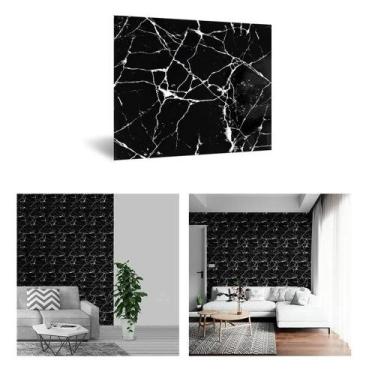 Imagem de Piso Unitário Mármore Preto de Espuma Revestimento Autocolante 30x30cm