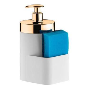 Imagem de Dispenser Porta Detergente Líquido 500ml Esponja Bancada Pia Cozinha B
