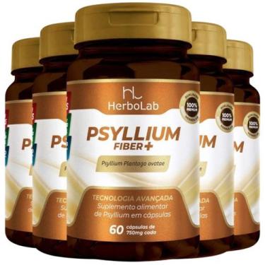 Imagem de KIT C/5 Psyllium Fiber Pro Premium 60 cáps 700mg - Herbolab
