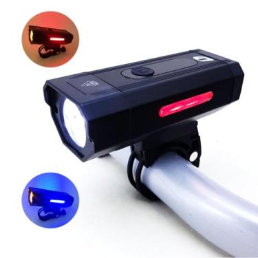 Imagem de Farol Sinalizador Lanterna Para Bike Bicicleta Led Branca e Colorido R
