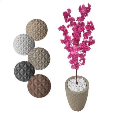 Imagem de Flor Cerejeira Pink Japonesa Arranjo Artificial Com Vaso de Decoração 