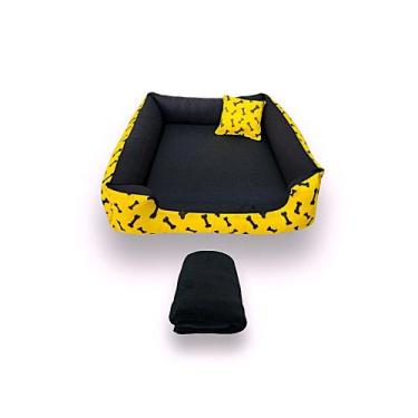 Imagem de cama de cachorro cama pet médio + mantinha pet cama 60x60cm ( amarela 