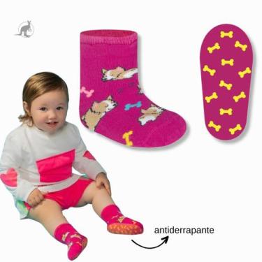 Imagem de Meia Com Sola Antiderrapante Bebê Menina Selene 1980, 20-21, Rosa