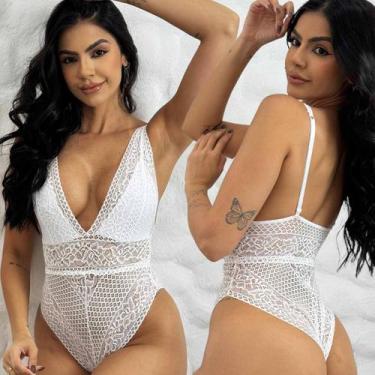 Imagem de Body Rendado Decote Profundo Sexy Transparência Lingerie - LIke4you, P