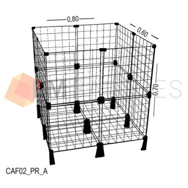 Imagem de Cercadinho Aramado Preto Para Pet com Fundo - 0,80 x 0,70 x 0,60m - LM