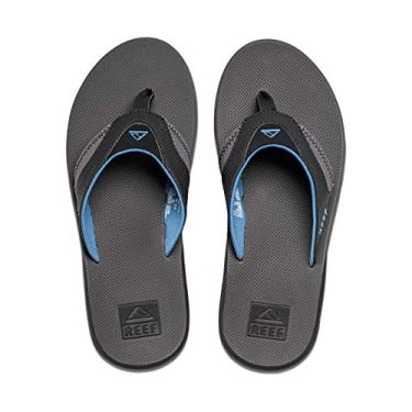Imagem de REEF Fanning Chinelo masculino abridor de garrafas, suporte de arco, sola durável, adequado para água, Cinza/azul claro, 37