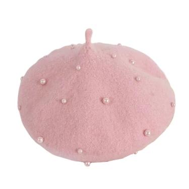 Imagem de QYPDIYI Gorro francês de lã pérola infantil boina artista boina acessório para meninas de 2 a 6 anos