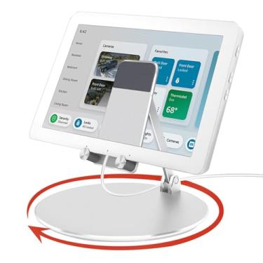 Imagem de ITSHOM Suporte giratório e inclinável para Echo Hub, com base giratória de 360°, suporte de mesa para Alexa Hub, suporte dobrável para Echo Hub 20.3 cm Smart Home Control Panel e iPads/tablets de 4 a
