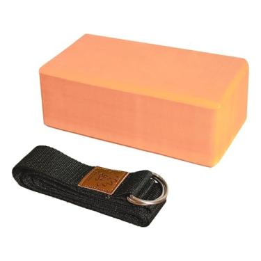 Imagem de Kit Pilates Yoga Props | Bloco Tijolo Bloquinho EVA 200g + Cinto de Alongamento Faixa Flexibilidade | Funcional RPG Fitness Fisioterapia Suporte Alinhamento