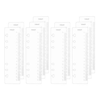 Imagem de Régua divisória de fichário A6, 10 peças, para estampagem a quente, escala de 15 cm, 6 furos, prata, impressão, pp, régua para folhas soltas, 6 anéis, caderno, agenda, encaixe, divisor, conjunto de