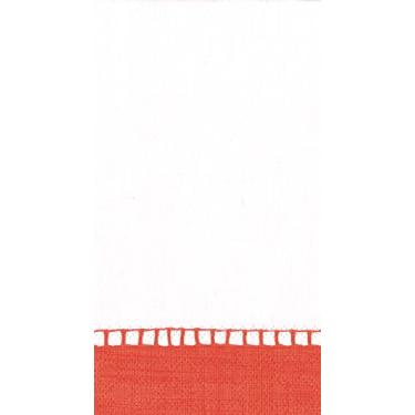 Imagem de Caspari Guardanapos de toalha de convidados de papel de borda de linho em coral - 15 por pacote