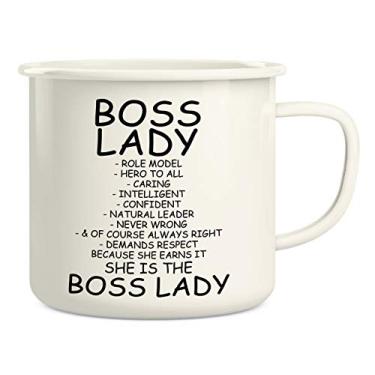 Imagem de Retreez Boss Lady Role Model Caring Description 16 Oz Enamel Stainless Steel Metal Camping Campfire Coffee Mug Cup - Funny Sarcasm Motivational birthday gift for friend coworker employer sister mom
