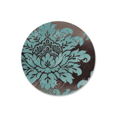 Imagem de Capa para Sousplat em Tecido Jacquard Marrom e Turquesa Medalhão Tradi