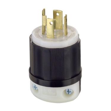 Imagem de Leviton 2711 30 Amp, 125/250 Volt, NEMA L14-30P, 3P, 4W, plugue de bloqueio, nível industrial, aterramento - preto-branco