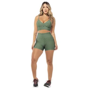 Imagem de Conjunto Fitness Feminino Bubble Verde Academia WarFit, M